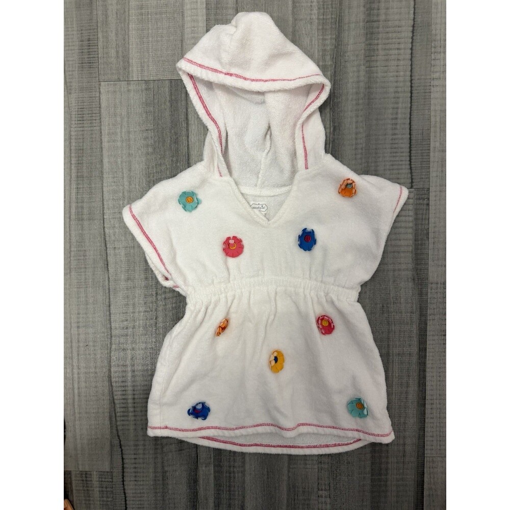 Infant Mudpie Terry Swim Coverup With Flower Detail Size 12-18 Months